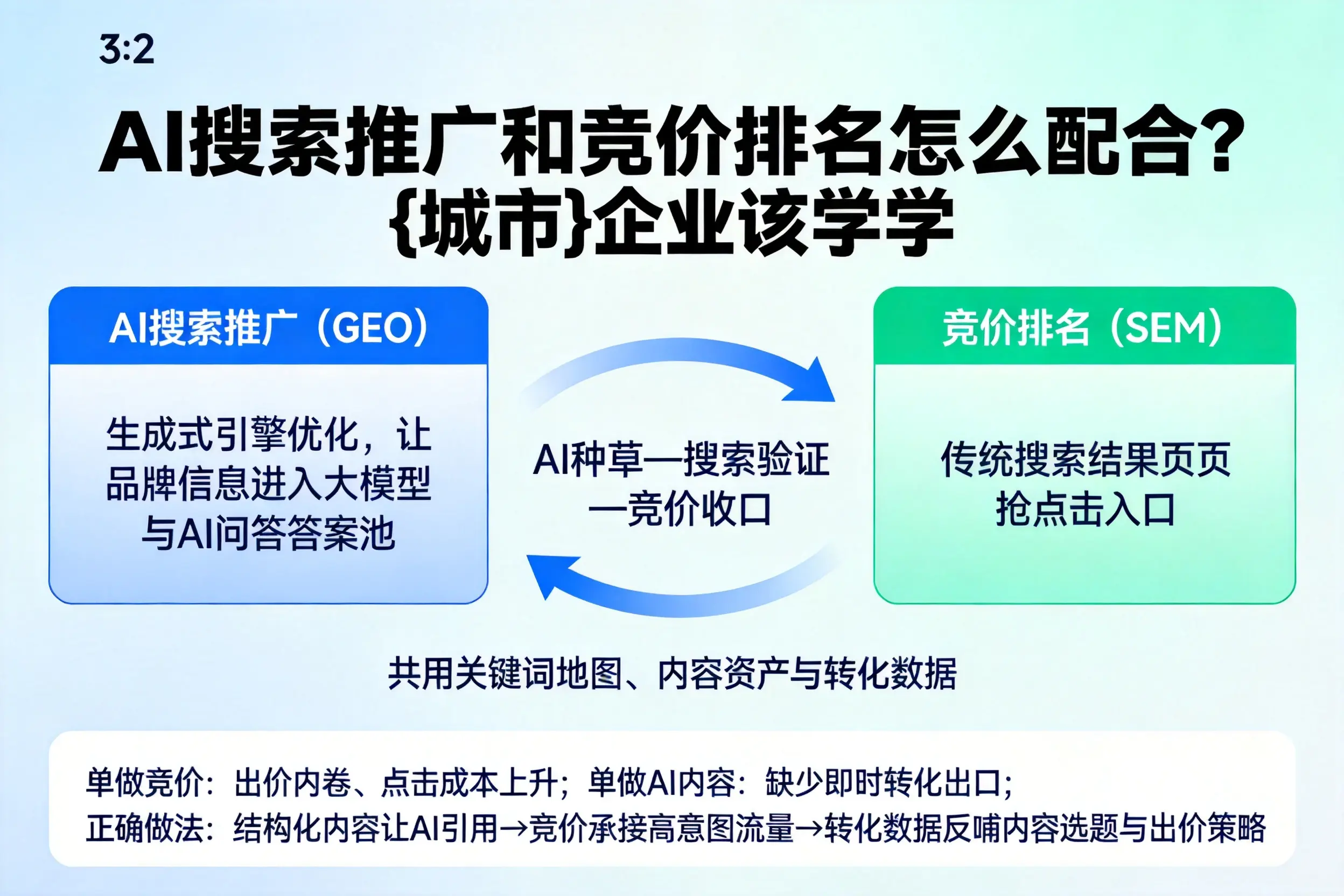 AI搜索推广和竞价排名怎么配合？宿州企业该学学