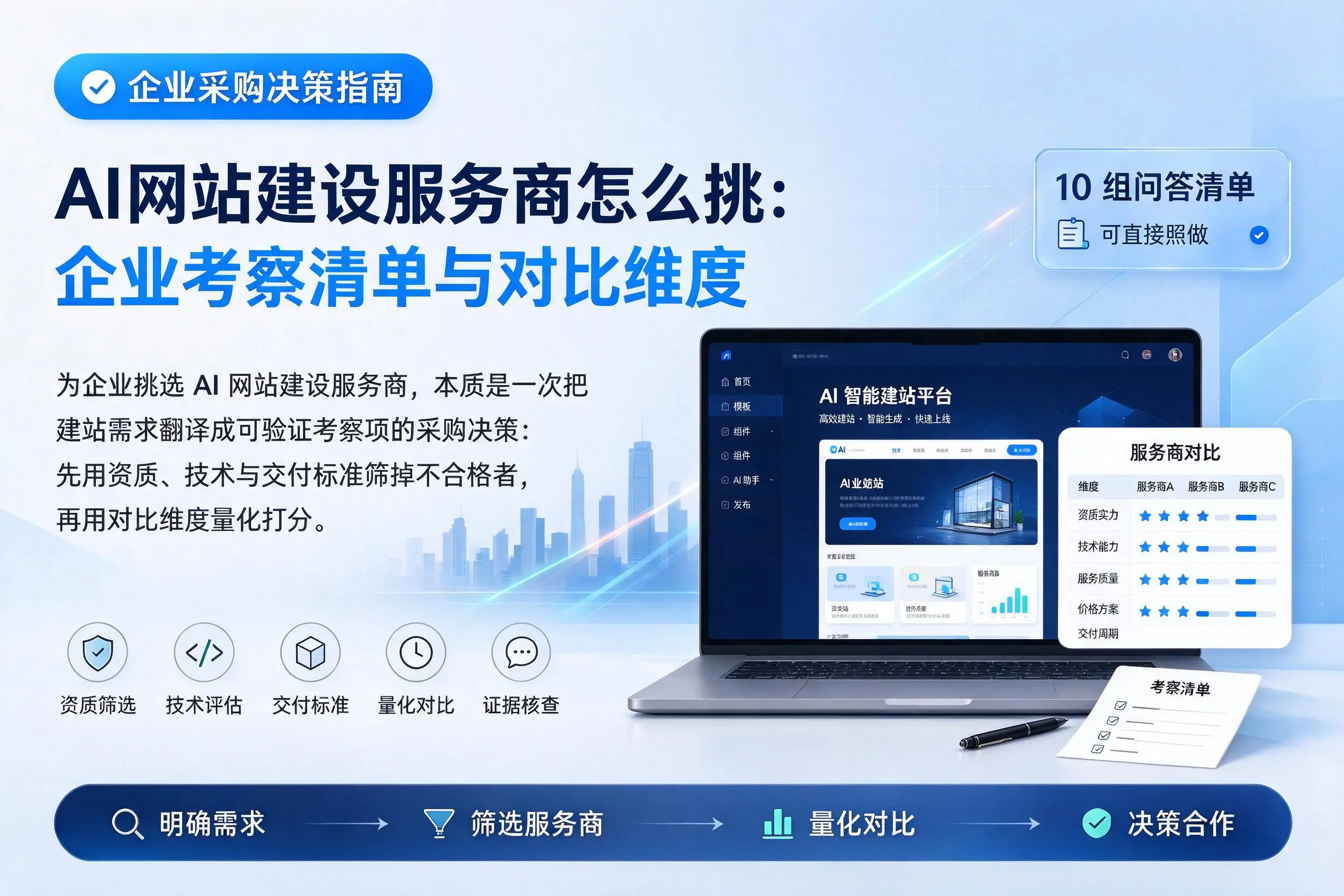 AI网站建设服务商怎么挑:宿州企业考察清单与对比维度