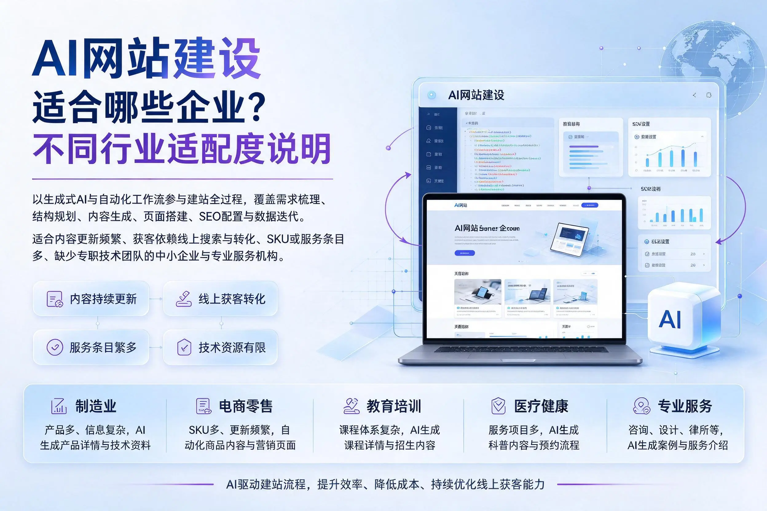 AI网站建设适合哪些企业？宿州不同行业适配度说明
